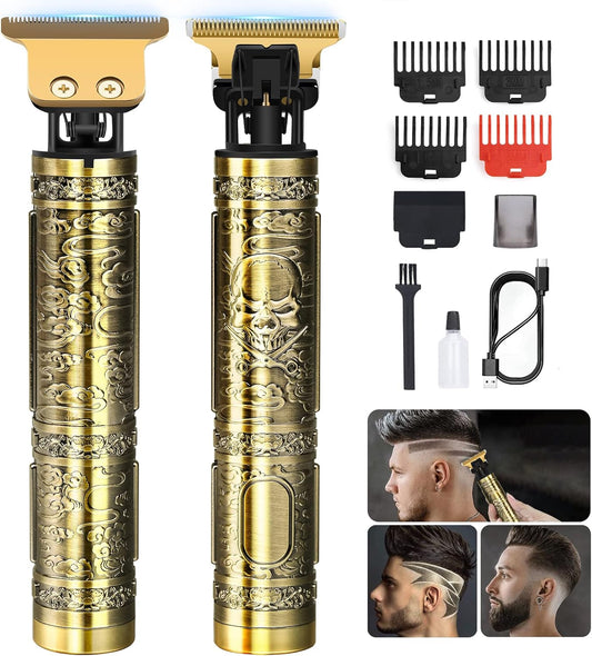 YOGINGO Professional Hair Trimmer for Men, Cordless Rechargeable Beard Trimmer Hair Clippers for Men, Metal Body Cutting Grooming Kit, Beard Shaver Barbershop, Bronze
