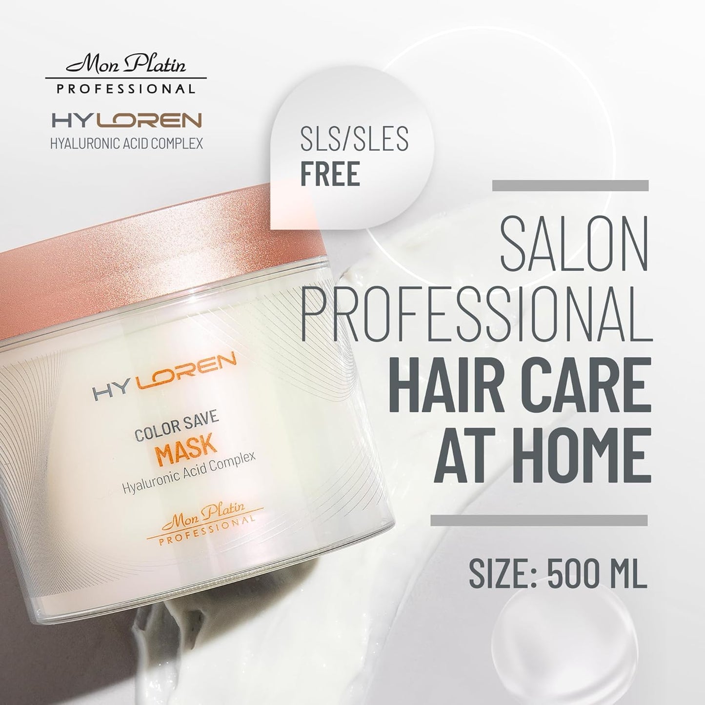 Mon Platin Professional HYLOREN Hair Mask for Colored Hair, Saloon Professional Hair Care Mask, 500ml, Sulfate Free