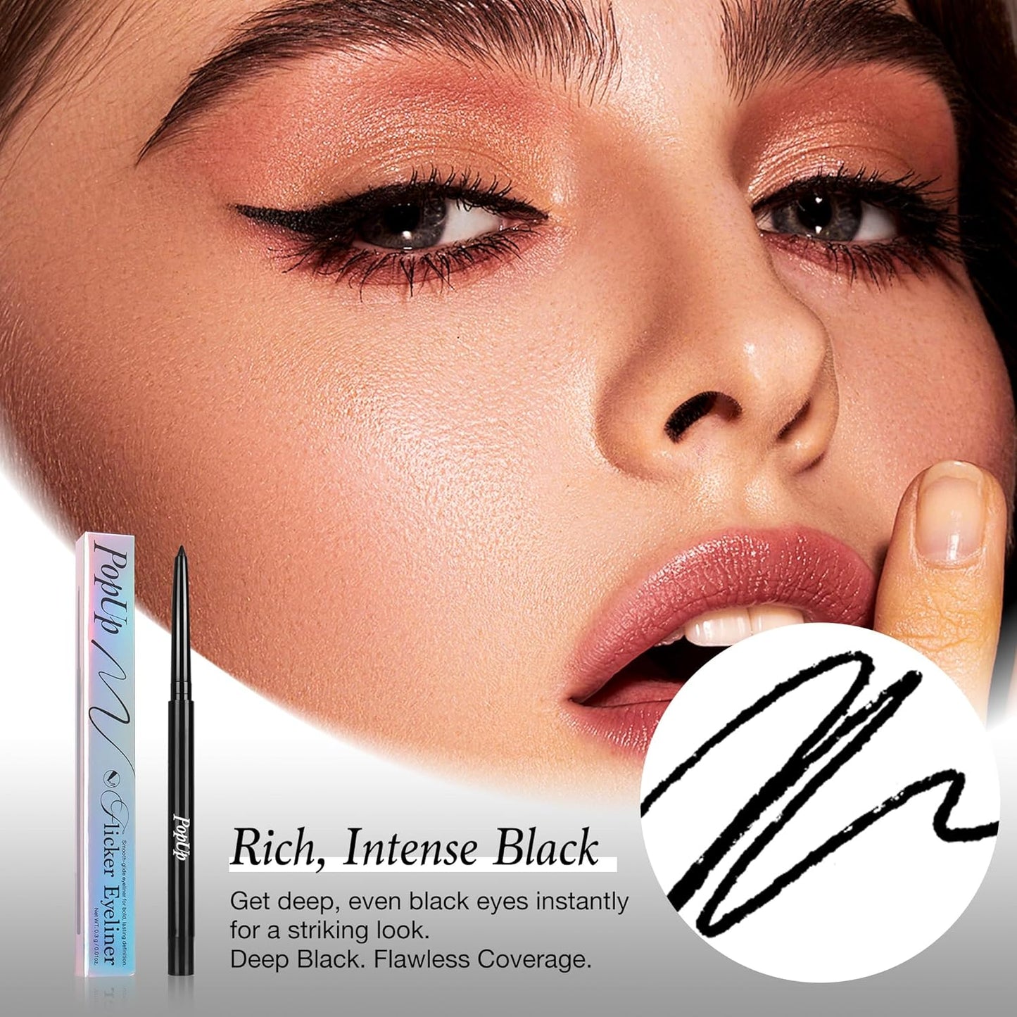 PopUp Black Eyeliner Pencils,Waterproof Gel Eyeliner Pencil Black Waterline Eye Liner Pen for Women Waterproof Smudge Proof Long-lasting (BLACK)