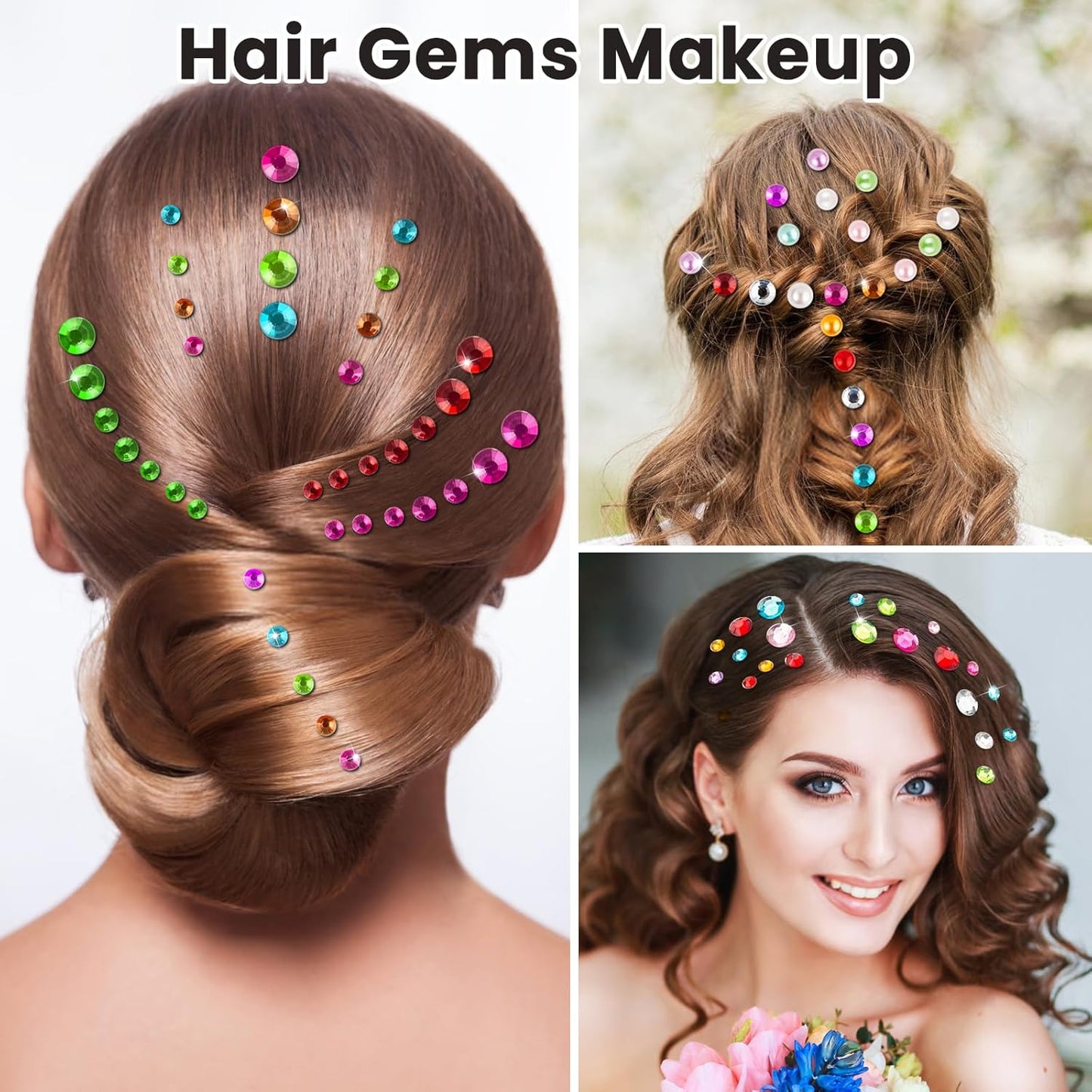 Face and Hair Gems - Self-Adhesive Rhinestones Stickers for Festival Makeup, Halloween, DIY - Stick On Jewels for Face, Hair, Nail, Eye, Body, Craft, Shoes