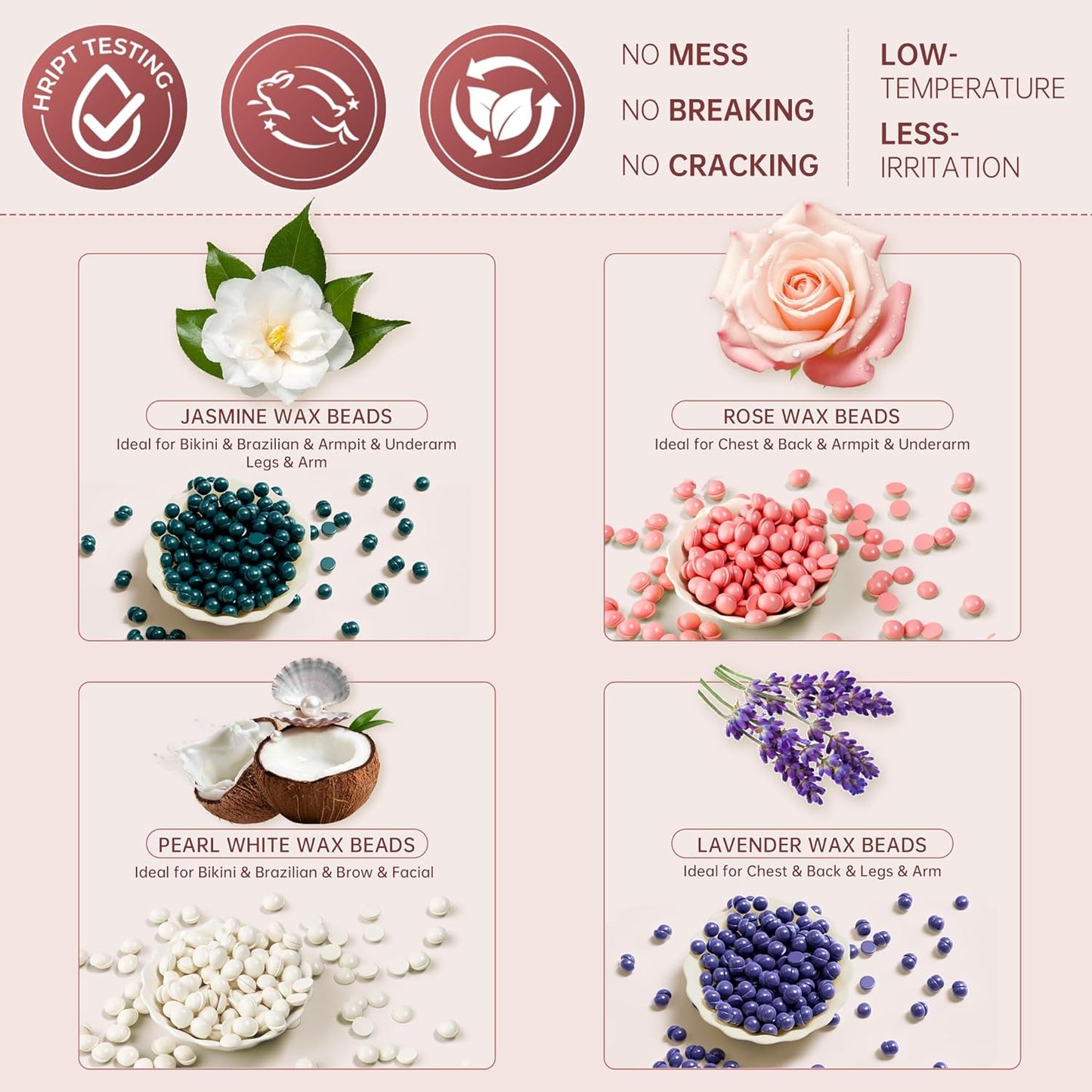 Lifestance Waxing Kit for Women & Men - L2 Blush Metropolis Digital Warmer, Silicone Wax Pot Liner, Hair Removal with 14.1oz Hard Wax Beads & Oil Spray, Professional for Home Brazilian Bikini Face Leg