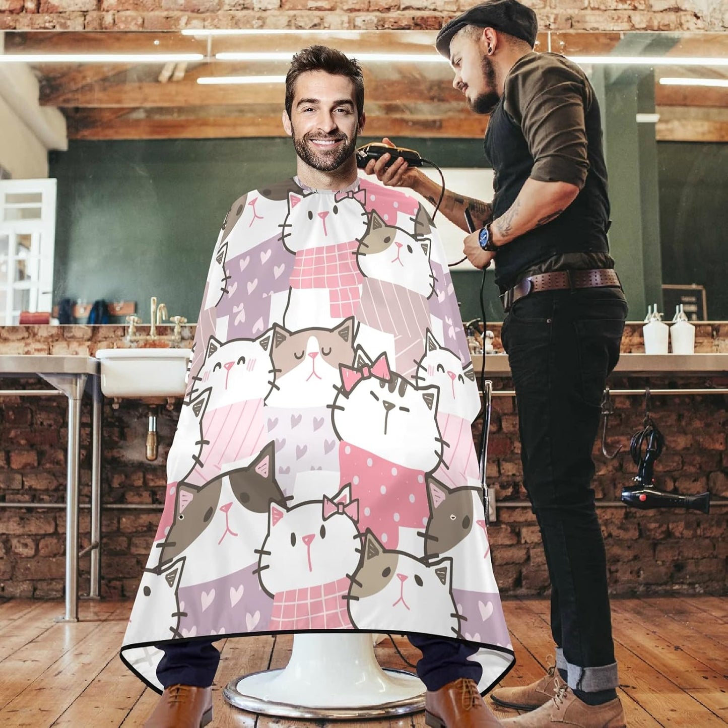 visesunny Professional Barber Cape Polyester Hair Cutting Clippings Catcher Grooming Cape Apron for Shaving Trimming For Men