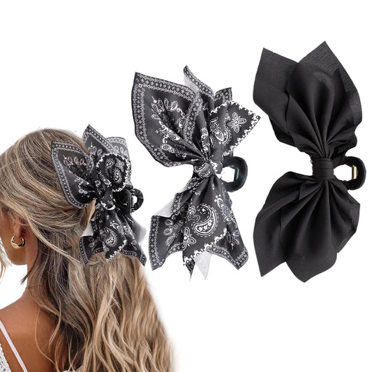 Bow Claw Clips Bow Hair Clips Black 2PCS Big Hair Bows for Women Butterfly Styling Large Hair Clips for Thick Hair for Girls Hair Accessories for Teen