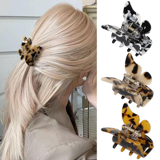 Butterfly Hair Clips Hair Claw Butterfly Tortoise Shell Jaw Clips 2.3 inch Beautiful Hair Accessories for Girls and Women. (3 pack)