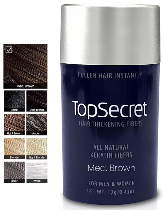 Top Secret Hair Thickening Building Fibers Refills - Undetectable & Natural Hair Filler - for Men & Women - Instantly Fill In Fine Thinning Hair - Weather & Sweat Resistant (Medium Brown, Regular)