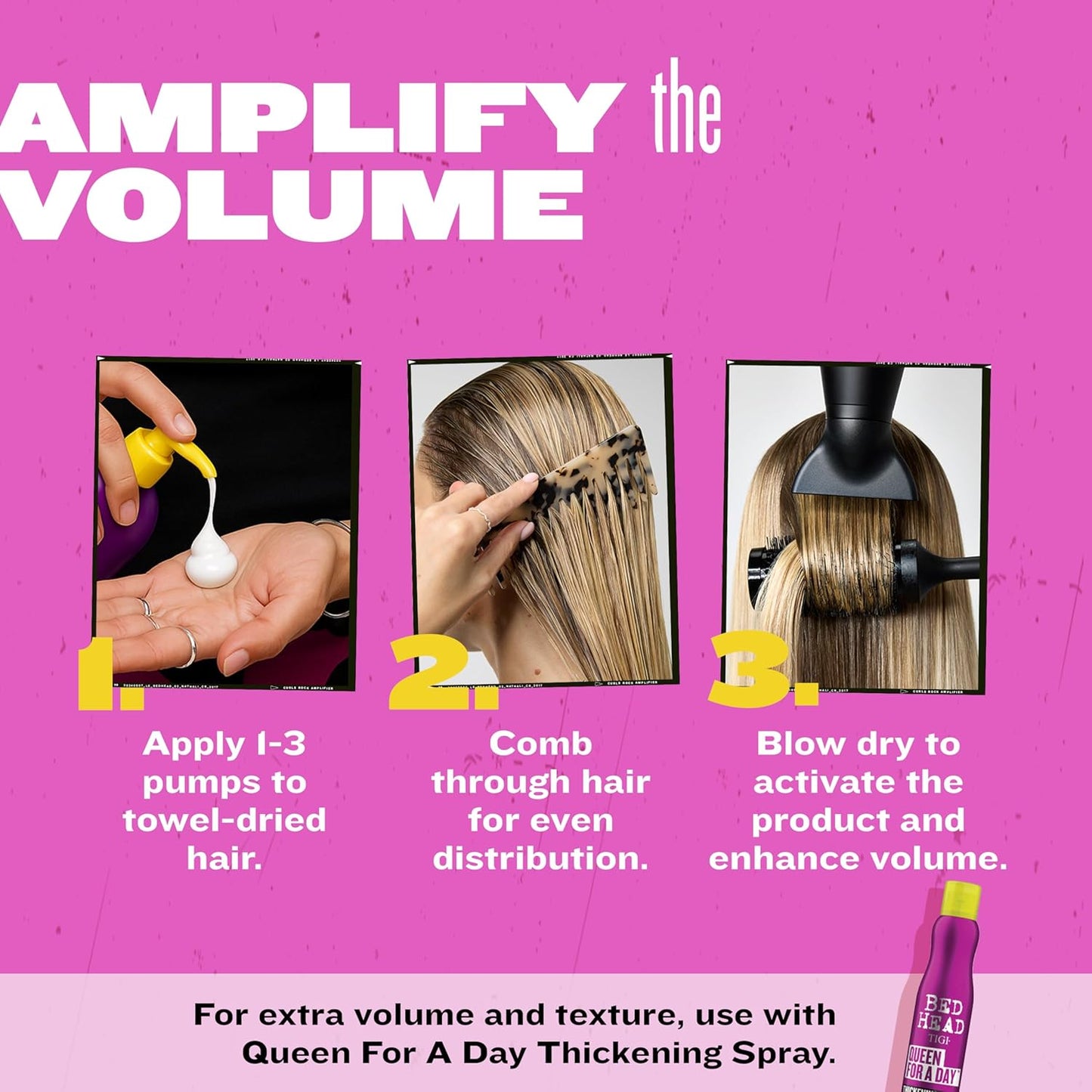 Bead Head by TIGI Small Talk MINI 3-in-1 Hair Thickening Cream - Use for Voluminous Hair - For Fine, Thin & Flat Hair - Use on Damp Hair - Premium Hair Thickening Products - 8 oz (3 Pack)