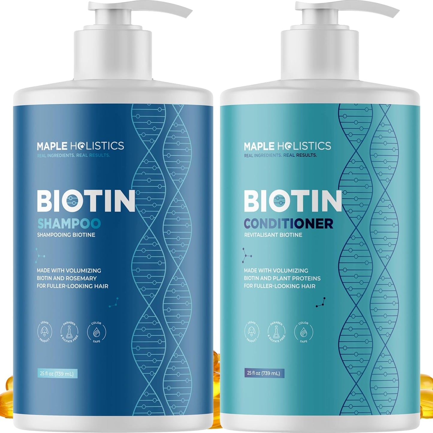 Rosemary Biotin Shampoo and Conditioner Set - Volumizing Shampoo and Conditioner for Thinning Hair for Women & Men with Nourishing B Vitamins - Color Safe Sulfate Paraben & Silicone Free (25 Fl Oz)