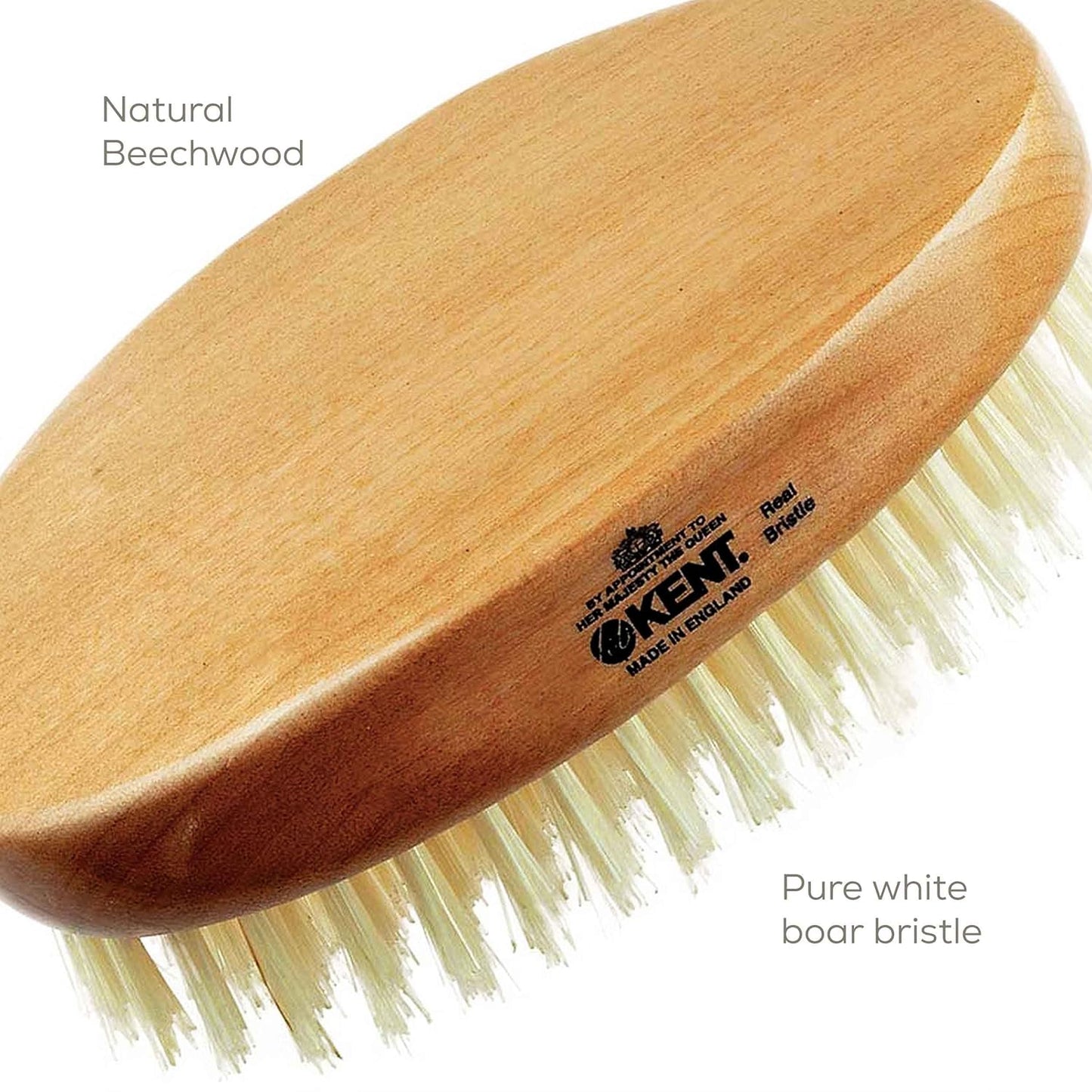 Kent BB Military Wave Hair Brush - 100% Natural Boar Bristle, Scalp Brush for Men's Grooming, Thinning Hair, Mustache and Beard Brush for Men Made in England"