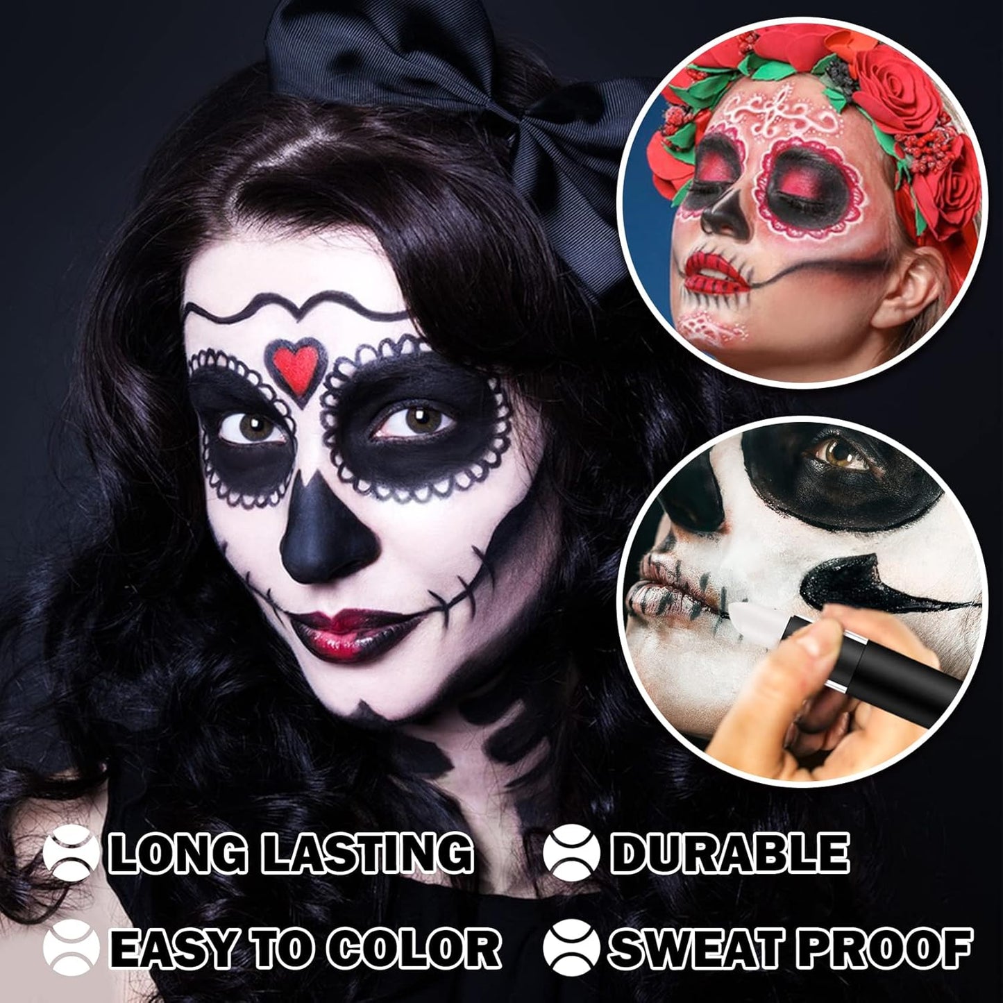 CAHIUYOA White Eye Black Stick for Sports,Professional Eyeblack Sports Football Baseball Softball White Eye Black Face Body Paint Stick Makeup