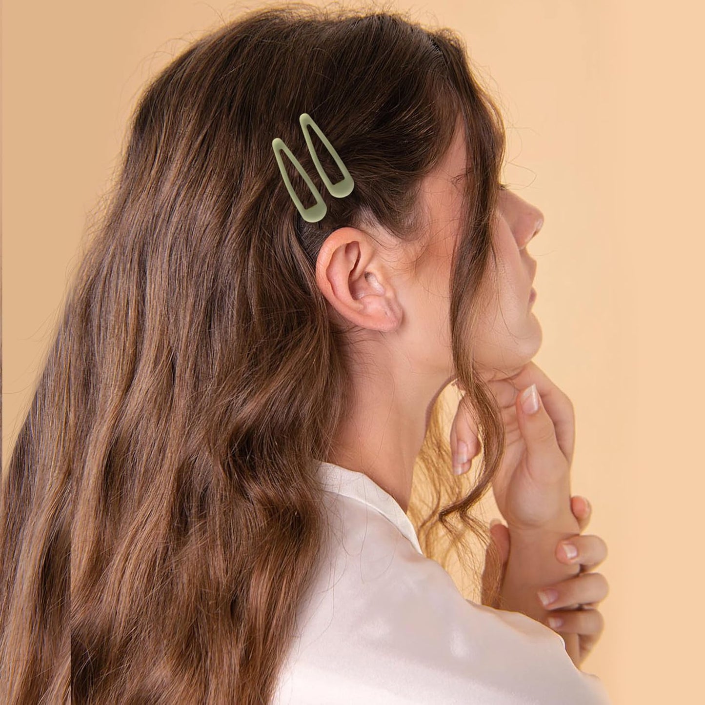 Small Hair Barrettes For Women No Slip Metal Snap Clips For Thin And Fine Hair,Matte Brown Yellow,20 PCS,1.97 x 0.5 Inch.