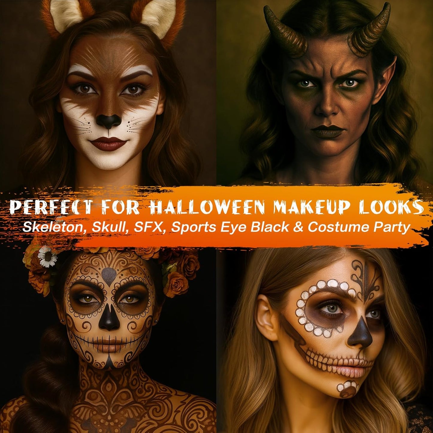 BOBISUKA Brown Face Body Paint Stick Washable Water-Based Face Paint Makeup Stick for Halloween, Skeleton, Skull, Camo, Hunting, Cosplay, SFX, Sports Eye Black & Costume Party