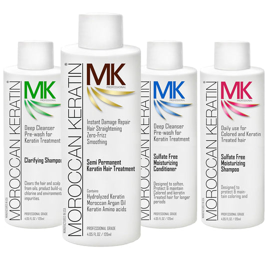 Hair Treatment Straightening Blowout Brazilian Smoothing Professional Results Salon and Home Use , Long Lasting organic results 4-6 months 4pc Set