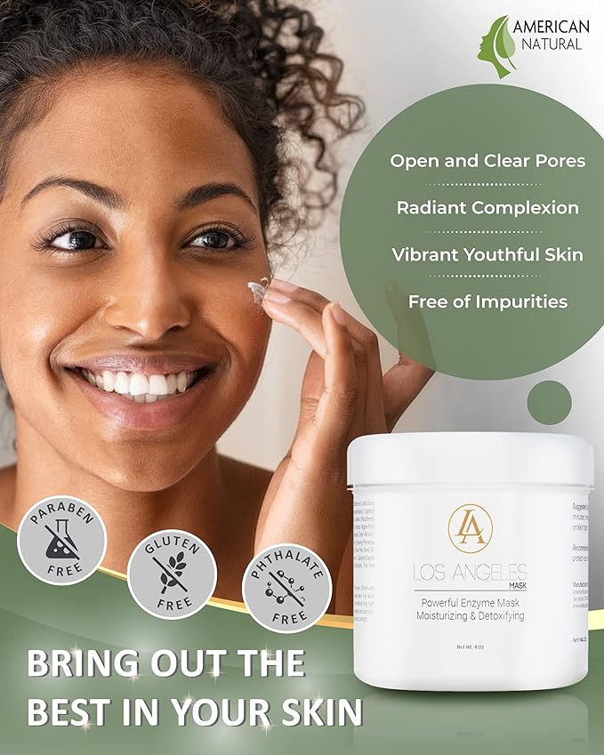 Los Angeles Enzyme Mask - Exfoliating Face Mask with Allantoin, Fruit Extracts, Manuka Honey - Moisturizing Face Mask - Hydrating Face Mask - Pore Cleansing Mask - USA (4oz)