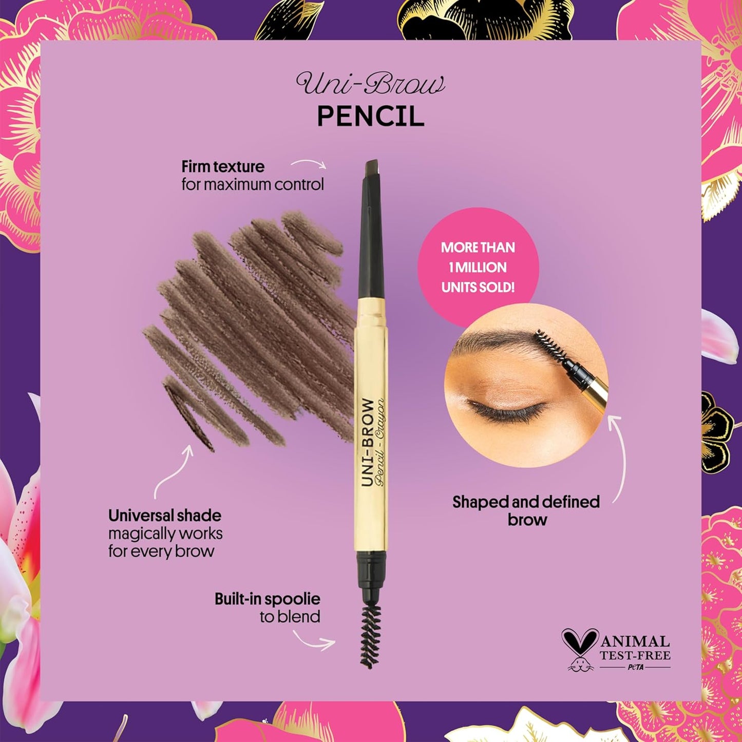 Winky Lux Uni-Brow Eyebrow Pencil, Dual-Ended with Spoolie, Waterproof Brow Definer with Ultra-Fine Tip, Universal Shade for Natural Looking Brows (Brown, Blonde, Taupe)