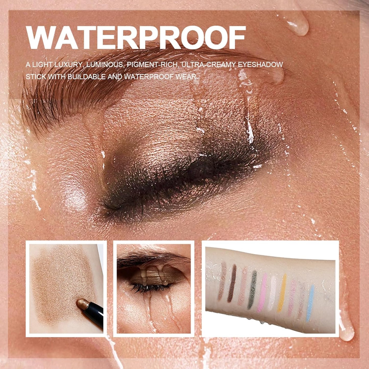 CHIFURE Eyeshadow Stick, Shimmer and Matte Cream Eye Shadow Brightener Sticks Eyeliner Pencil Crayon, Waterproof Long Lasting Eye Highlighter Stick Makeup,0.056 Oz(#2-Pecan)