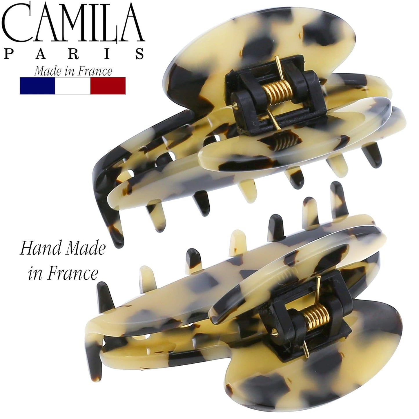 Camila Paris CP3060 French Hair Clip for Women, Handmade, Ivory Tokyo, Small, Girls Hair Claw Clips Jaw, Durable Styling Hair Accessories for Women, Strong Hold Grip, Made in France