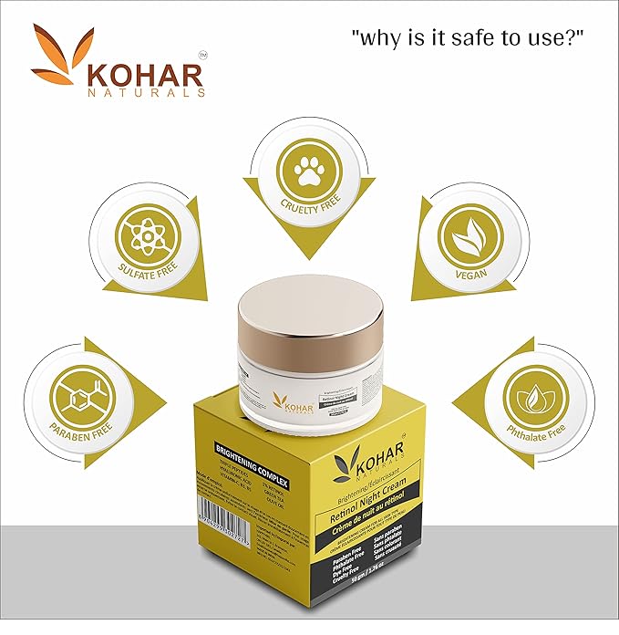 Anti Aging Retinol Night Cream Brightening Complex for Face and Eye with Triple Peptides, Hyaluronic Acid, Vitamin C, E, B3 and B5. 50 gm