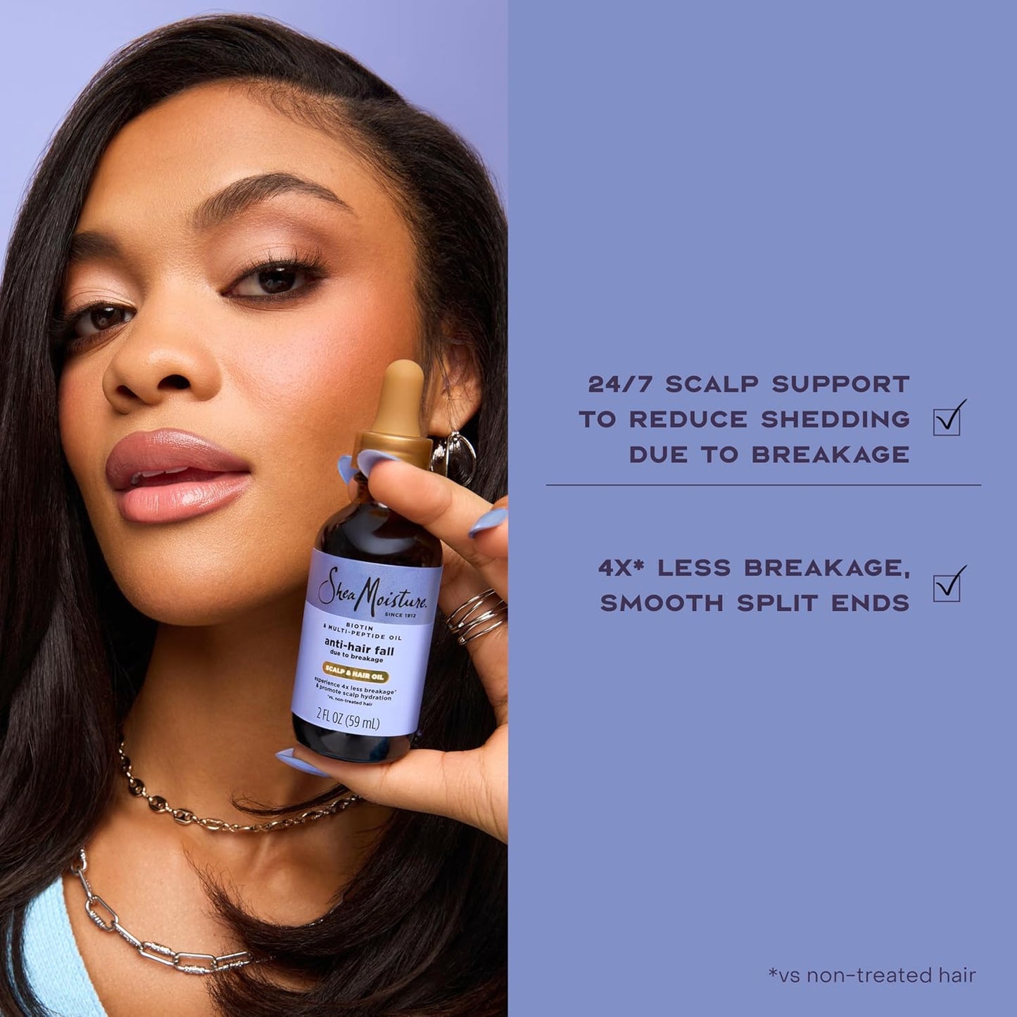 SheaMoisture Scalp & Hair Oil Anti-Hair Fall for Healthy Looking Hair and Moisturized Scalp, with Biotin & Multi-Peptide ScalpBoost Technology, 2 oz