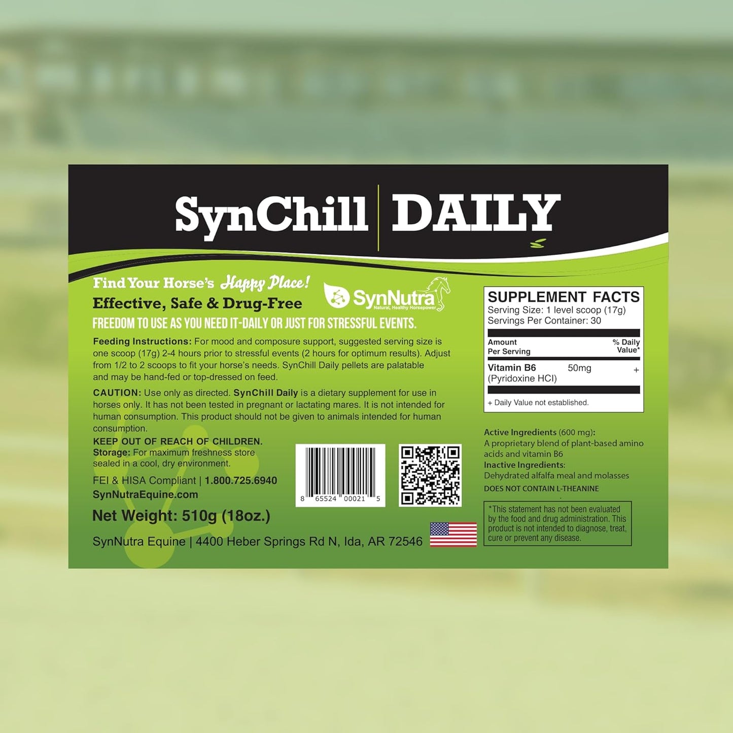 SynNutra Equine SynChill 100% Natural & Nutritional Supplement, Lab Proven Results, Designed for Focus & Performance, Approved by Olympians and Veterinarians, Daily Pellets -30 Servings, Made in USA
