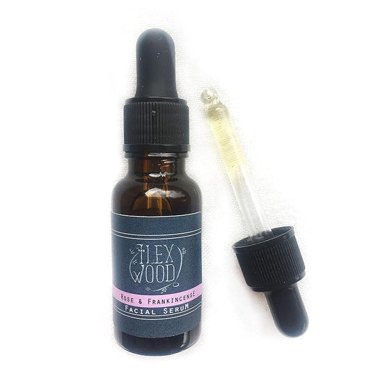 The Ilex Wood - Rose and Frankincense Face Serum - 100% Natural, Vegan, Moisturising, Anti Ageing, Wrinkle & Line Reducing Ingredients, Cruelty Free, Palm Oil Free, Plastic Free, Handcrafted - 20ml (0.68 fl oz)