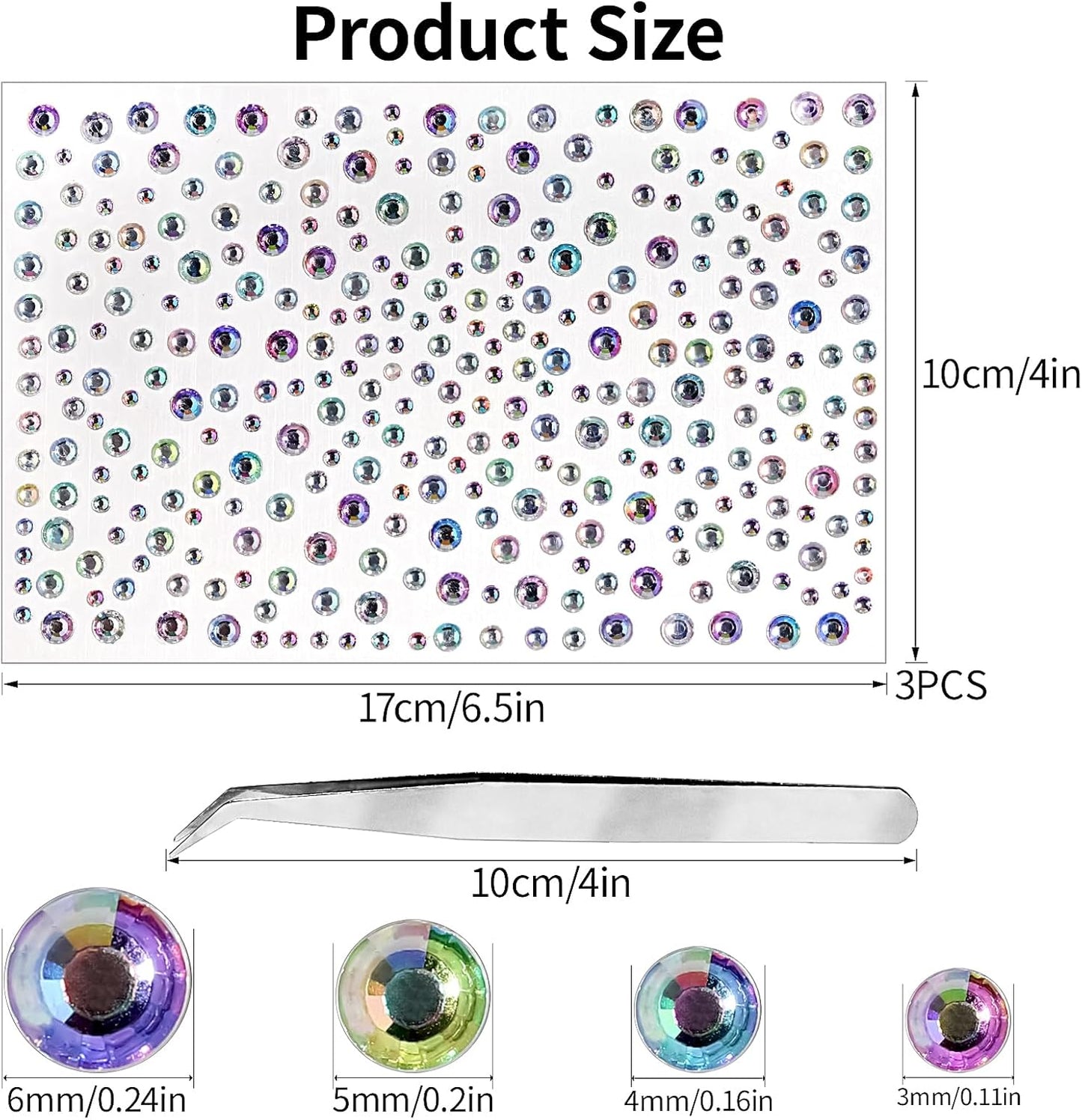 Self Adhesive Face Gems and Pearls for Makeup, Festival Jewels, Hair Gems, Rhinestone Stickers for Face, Eye, Makeup, Nail, Body, Crafts 3/4/5/6 mm 975Pcs (04.gem_whiteab)