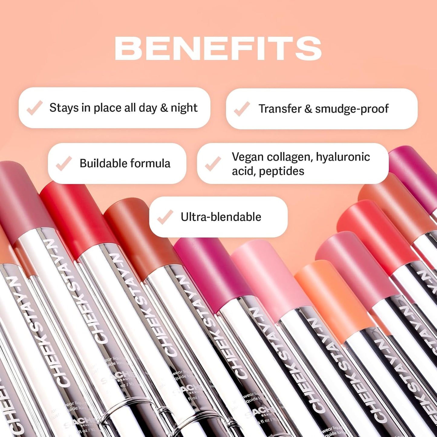 Sacheu Cheek STAY-N Liquid Blush for Cheeks — High Pigment, Buildable, Lightweight Cream Blush Infused With Squalane, for Dewy & Radiant Flushed Cheeks — Long-lasting & Cruelty Free, I'm Guilty