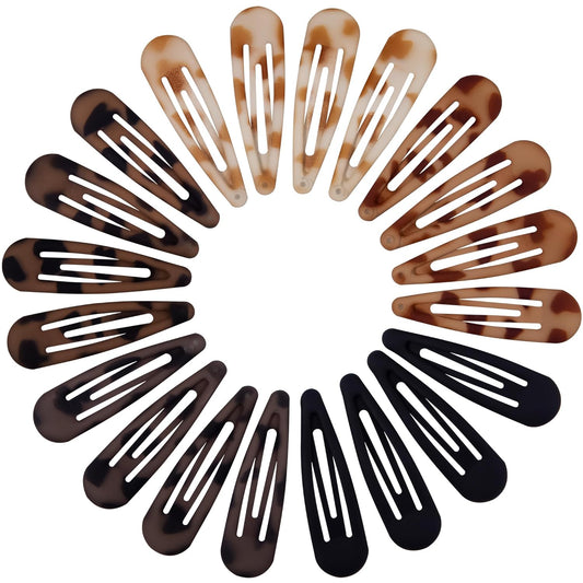 Small Hair Barrettes For Women No Slips Metal Snap Clips For Thin And Fine Hair,Matte Black Tortoiseshell,20 PCS,1.97 x 0.5 Inch.