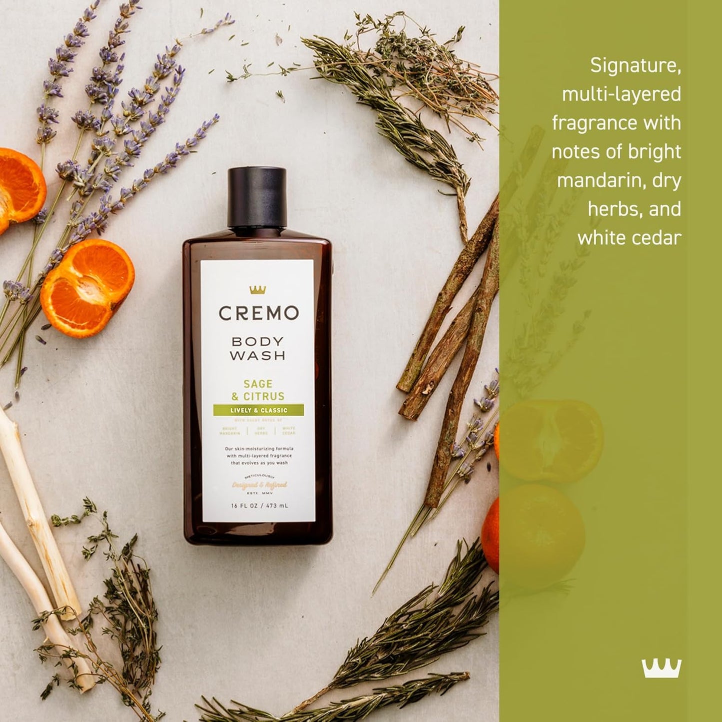 Cremo Body Wash Men, Sage and Citrus , 16 Fl Oz