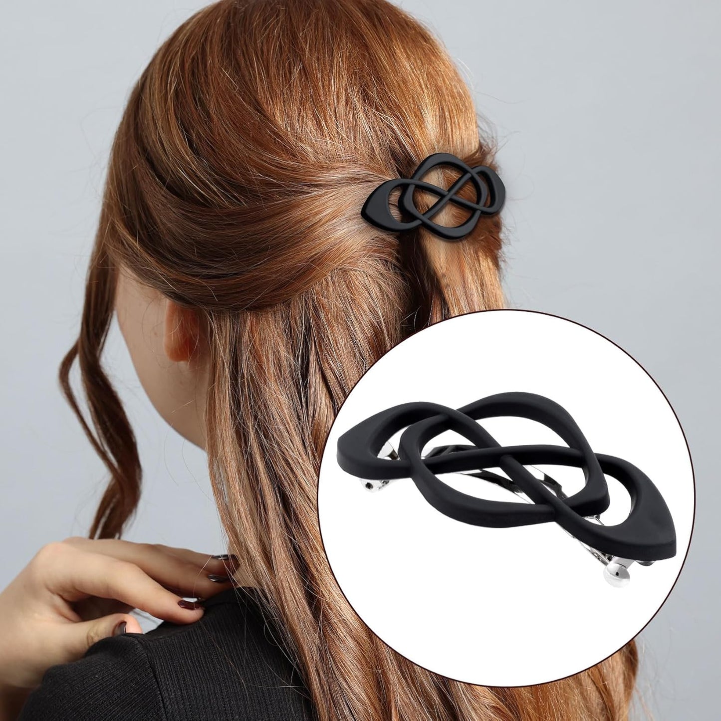 3 Pcs Vintage French Barrette Clips, Decorative Strong Hold Grip Barrette Hair Clip, No Slip Styling French Hair Accessories for Women (Black+Brown+Dark Blue)