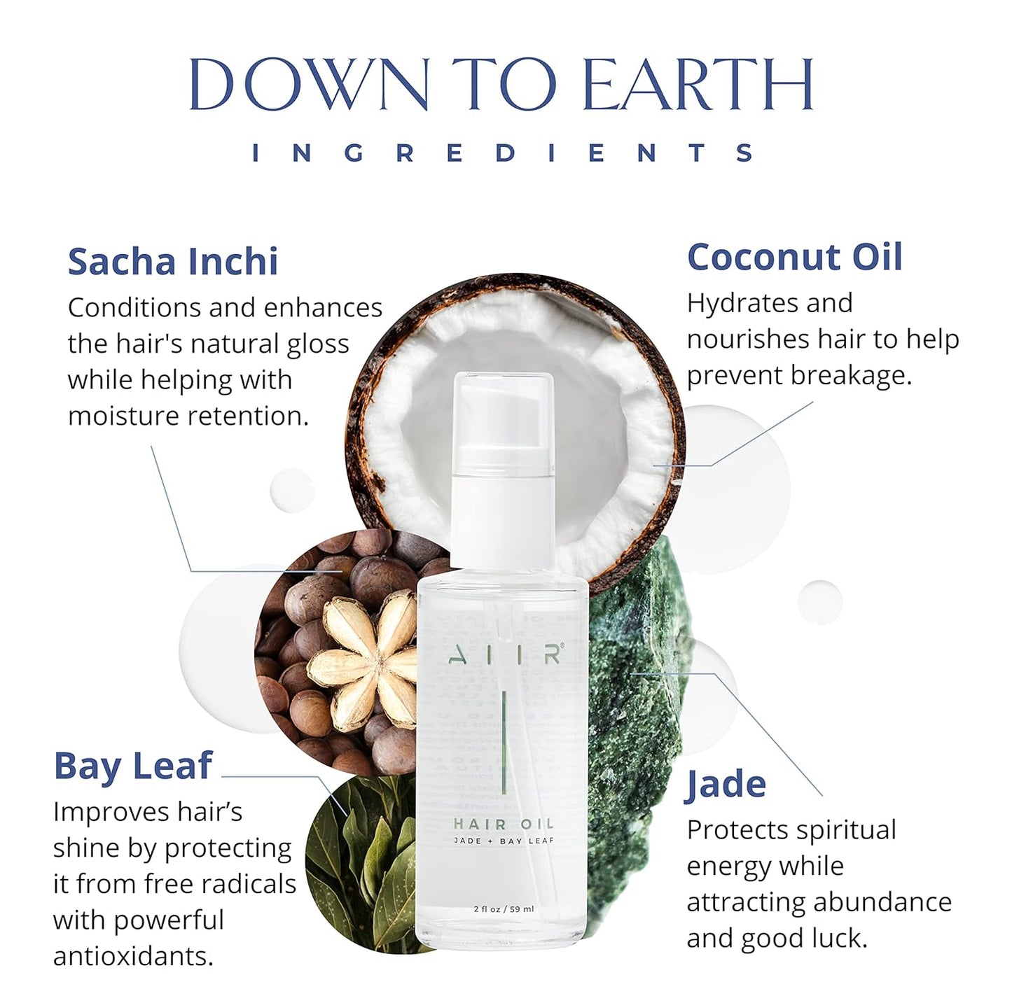 AIIR Jade Hair Oil - Treatment for Dry, Damaged or Curly, Frizzy Hair - Brilliant Shine and Moisture Lock, Hair Products for Women - 2 fl oz