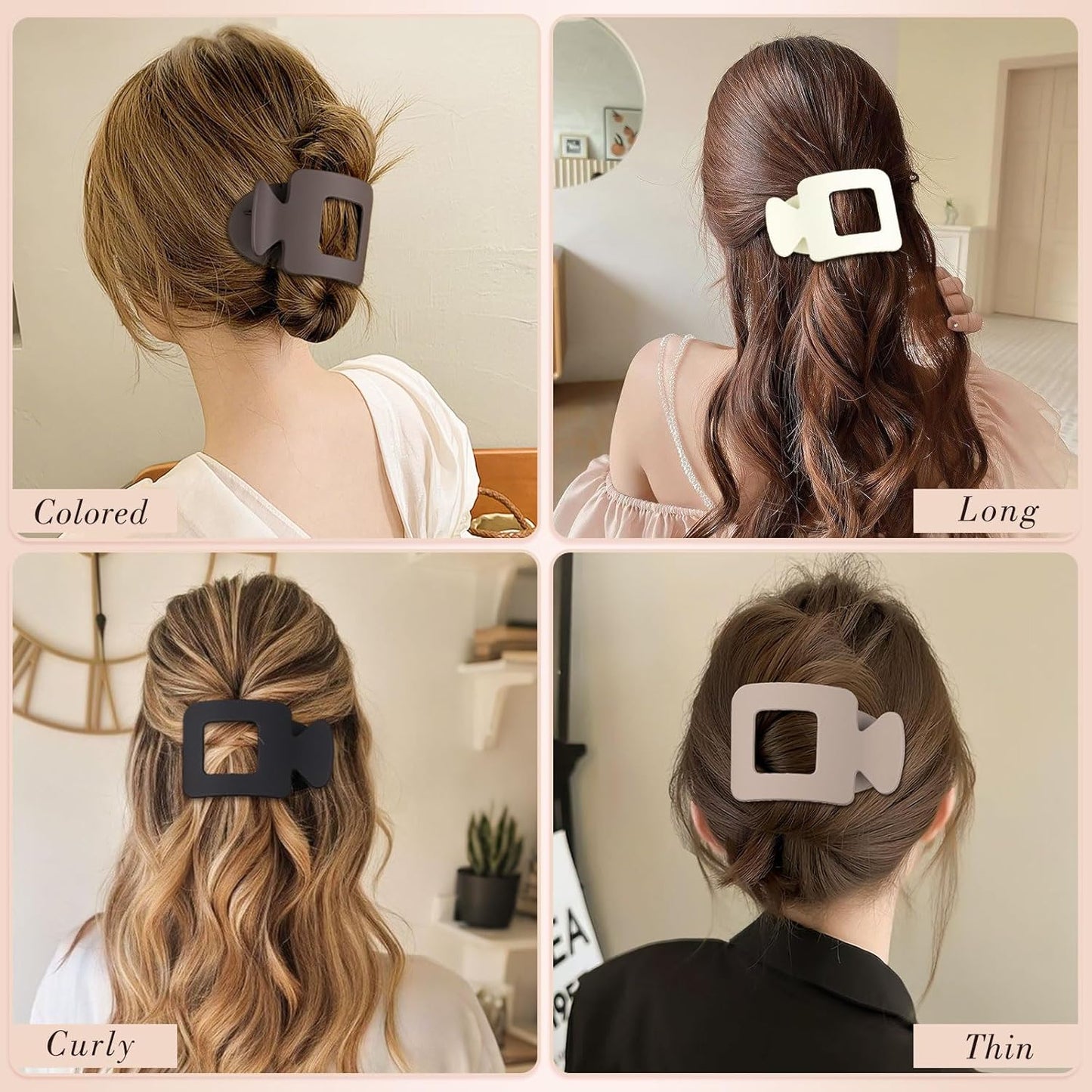 Obeoby 6 PCS Flat Claw Clips for Women, French Flat Hair Clips Large Hair Barrettes Accessories Stocking Stuffers Christmas Gifts (Neutral)