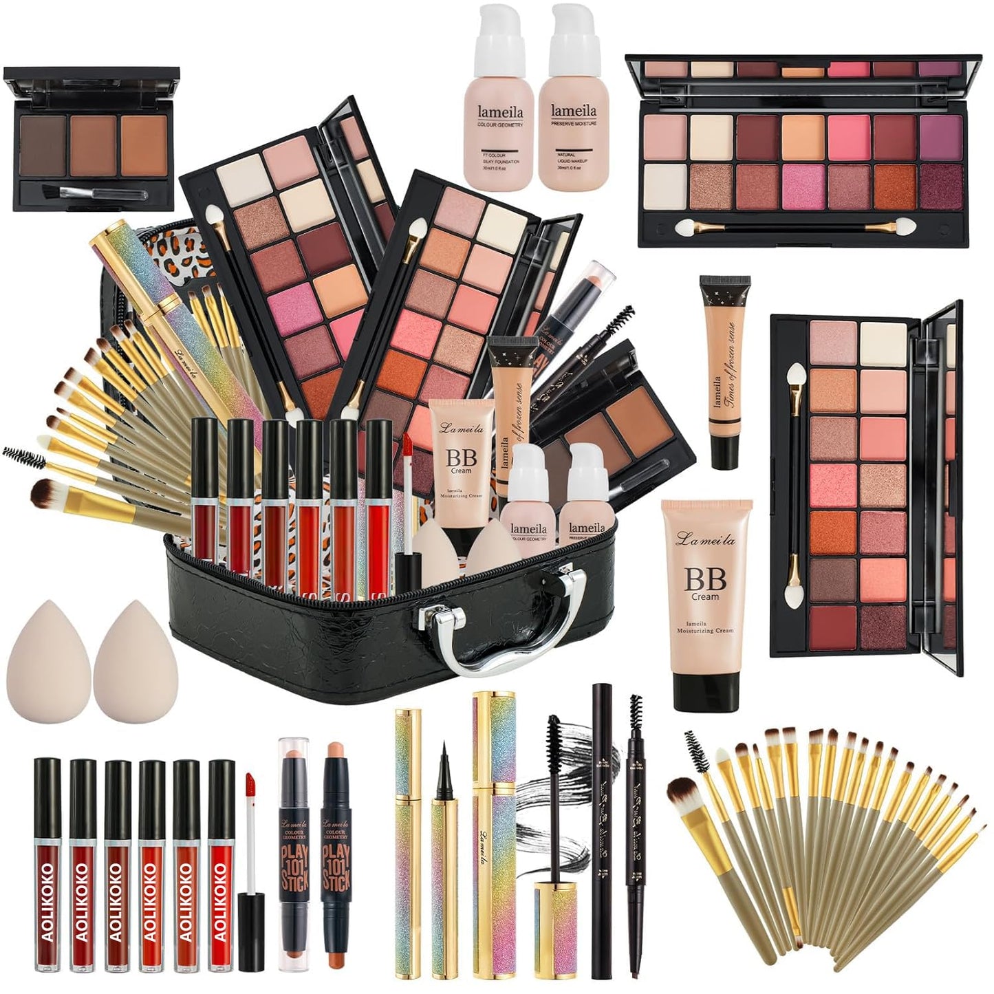 All in One Makeup Kit for Women Full Kit,Makeup Set for Women, Includes Eyeshadow Palette/Foundation/lip gloss/Eyeliner/Mascara/makeup Brush,Makeup Gift Set for Christmas & Birthday&Holiday&Everyday.