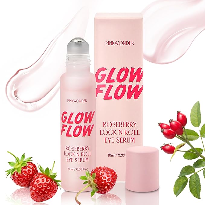 Glow Flow Roseberry Lock N Roll Eye Serum– Hydrating & Firming Eye Treatment for Dark Circles, Puffiness, and Dryness with Rosehip Oil