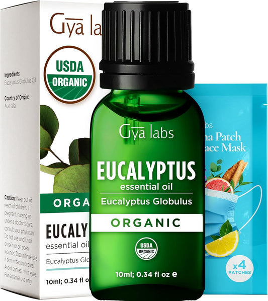 Gya Labs Organic Eucalyptus Essential Oil - 0.34 Fl Oz - for Skin, Hair, Diffuser, Aromatherapy, DIY Candle Making Scents