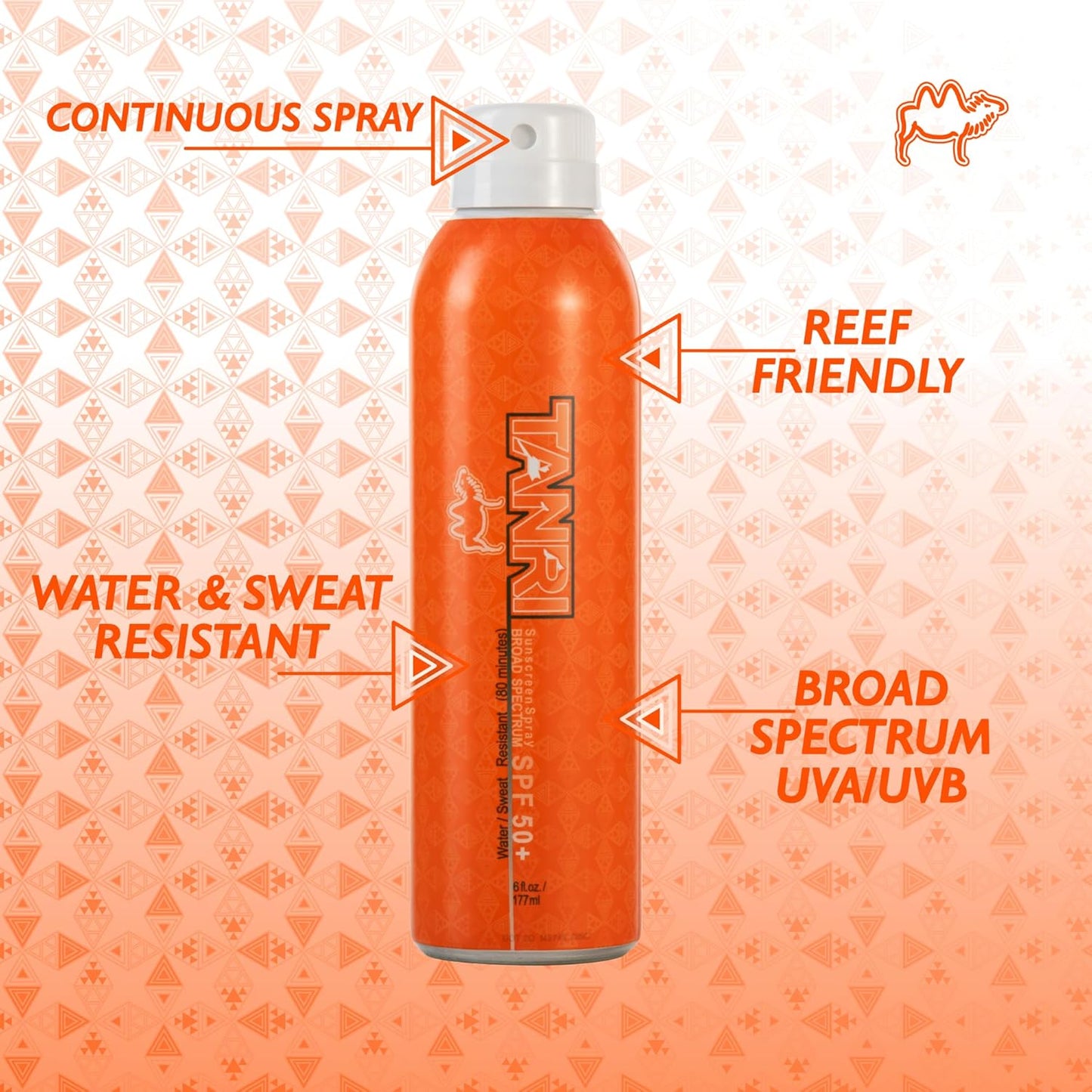 TANRI SPF50+ Aerosol Free Sunscreen Spray; Hawaii 104 Reef Act Compliant; Sunscreen Spray for Face and Body; Water & Sweat Proof; Octinoxate & Oxybenzone Free; UVA/UVB Protection; 6 fl. oz. (2-Pack)