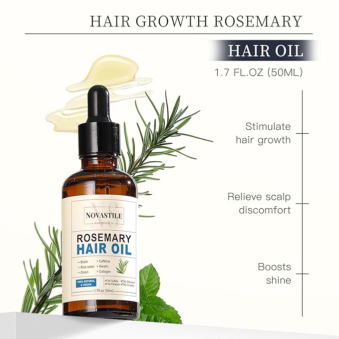 Pure Natural Organic Rosemary Essential Oil, Treats Hair Care Scalp Growth Loss Keratin Collagen Argan Tea Tree Oil Lightweight