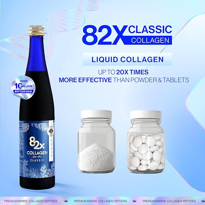 82X Classic Collagen - Marine Fish Tuna Collagen Peptides Liquid Drink for Skin Hair Nails from Japan with 82 Fermented Plants, Vitamins, Minerals & Supplements