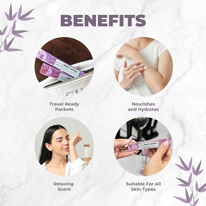 Go Essentials Travel Lotion Single Packets – Body and Hand Lotion for Hydrated Skin and Travel Size Toiletries.