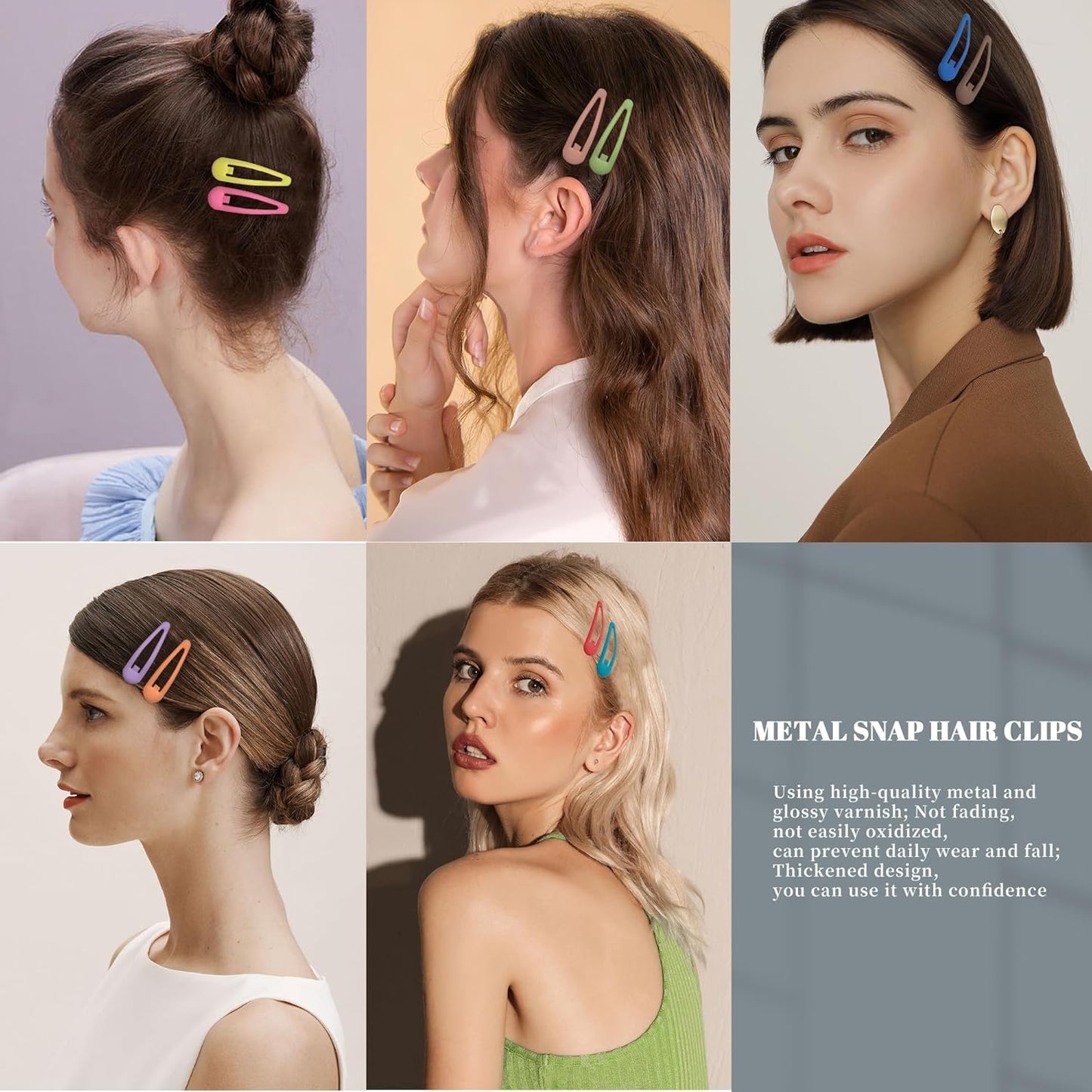 Small Hair Barrettes For Women No Slip Metal Snap Clips For Thin And Fine Hair,Matte Rainbow Colors,20 PCS,1.97 x 0.5 Inch.