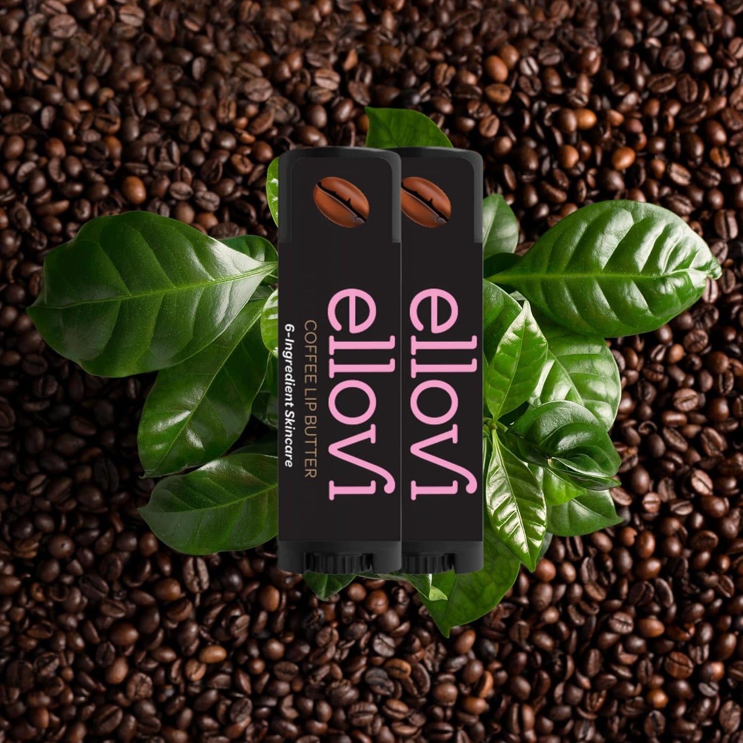 Ellovi Natural Lip Butter Lip Balm - Coffee - Pure Enough to Eat - Made With Just 6 Vegan Ingredients - Moisturizing Lip Care for All Day Hydration (2-Pack)