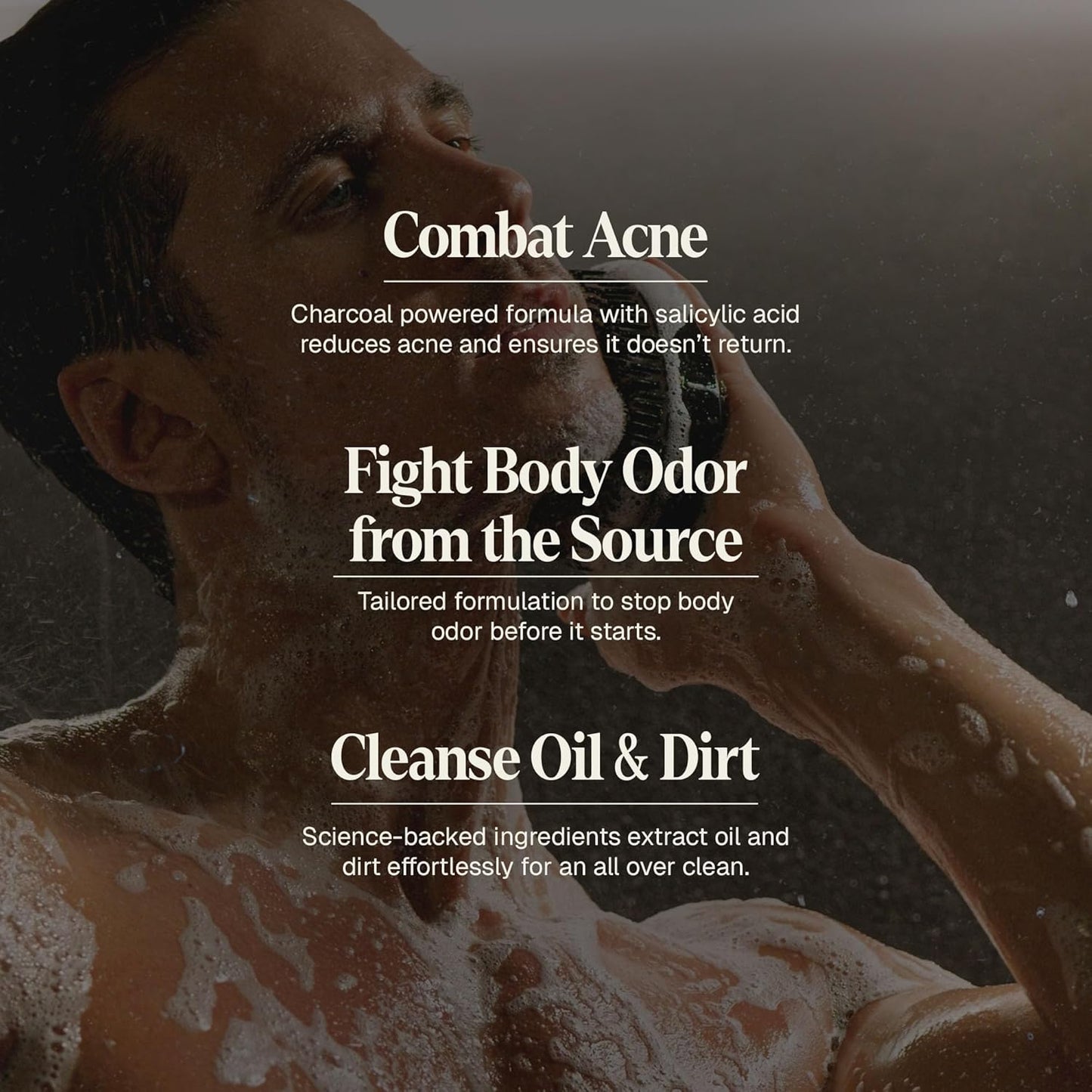 Black Wolf Salicylic Acid Body Wash for Men - 14 Fl Oz Men's Acne Body Wash - Charcoal Helps Reduce Acne Breakouts & Cleanse Your Skin - Full Coverage & Deep Clean Treatment - Men's Bodywash