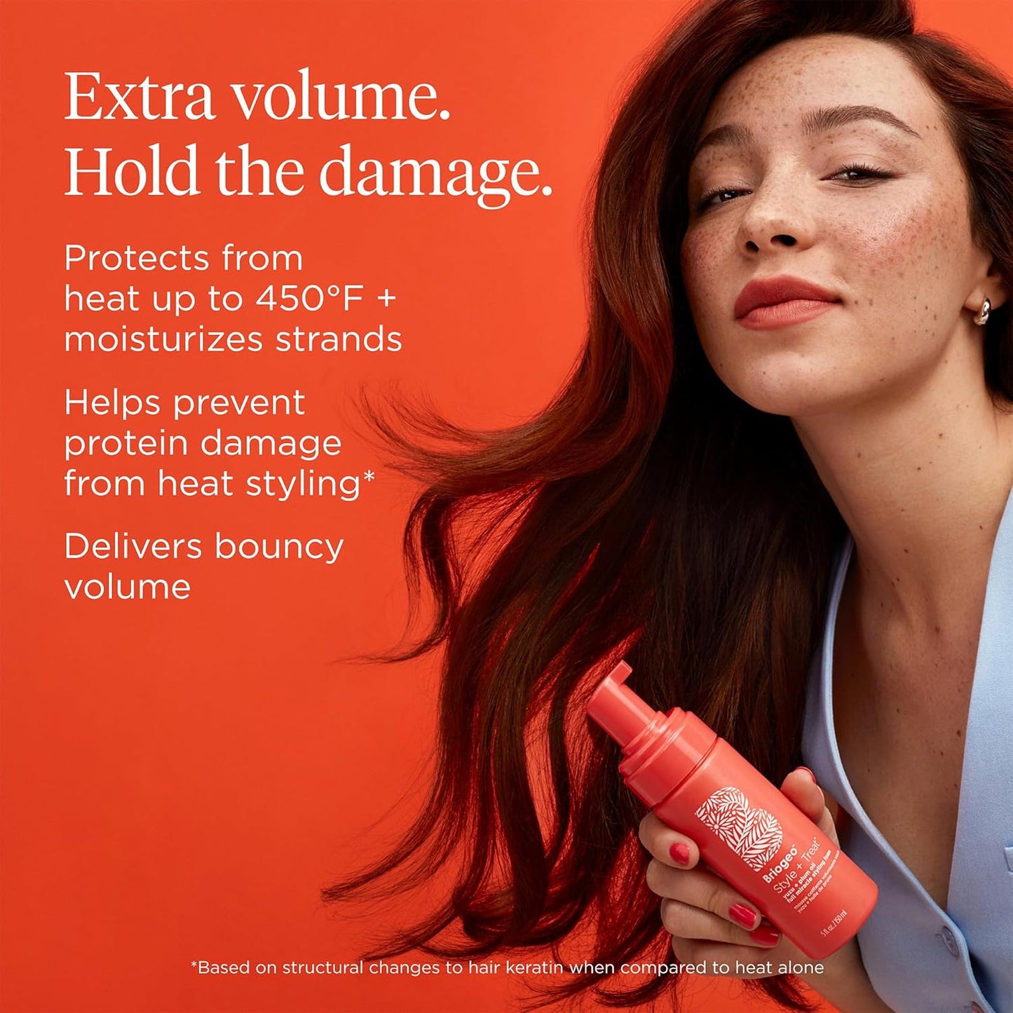 Briogeo Style + Treat Yuzu + Plum Oil Full Miracle Styling Foam, Control Frizz, Heat Protection, Enhance Wavy Hair, Volumized Hair Blowout, Add Texture to All Hair Types, Vegan, Cruelty-Free, 5 fl oz