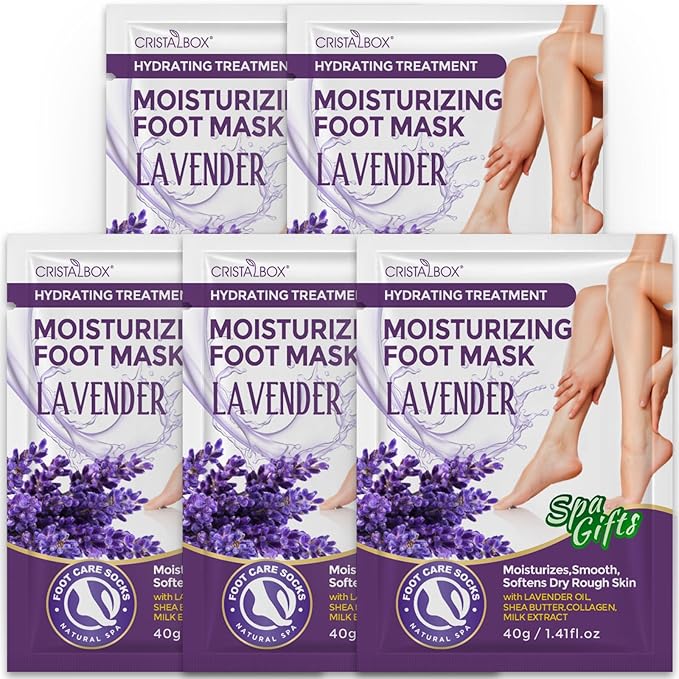 Moisturizing Foot Mask 5 Pack,Hydrating Foot Masks for Dry Cracked Feet,Moisturizing Socks Dry Skin Moisturizer for Soft and Smooth Touch Feet,Foot Care Spa Gifts for Women Men Mother's Day Gifts