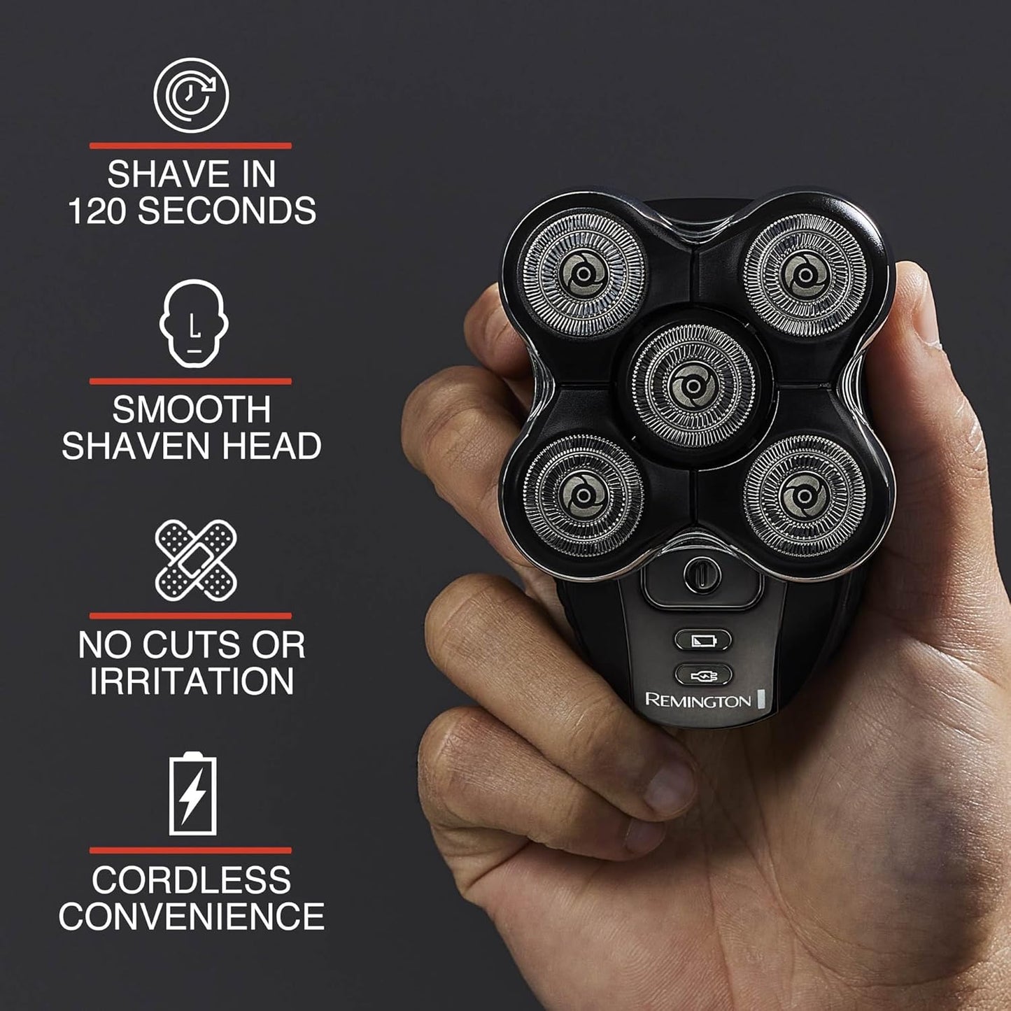 Remington XR7000 Balder Pro Rotary Shaver Rechargeable Waterproof Electric Razor for Men Cordless Lithium Power 5 Dual Track Flexing Heads and Pop-Up Trimmer Black