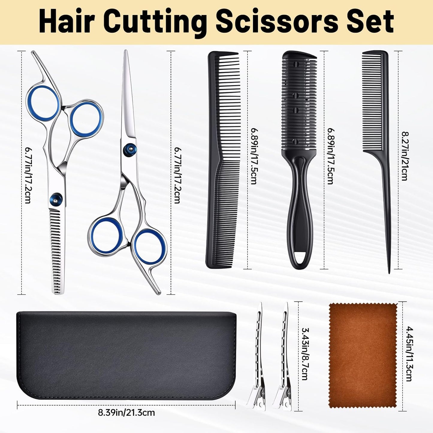 Hair Cutting Scissors Set, Professional Stainless Cutting Hair Scissors, Barber Hair Cutting Scissors Thinning Shears Sharp Blades Hairdresser Haircut for Women/Men/kids, LFJ1234