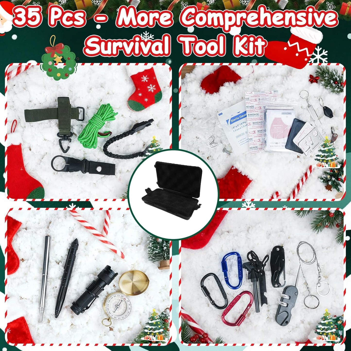 Survival Kit Advent Calendar 2025 - Christmas Countdown Calendar 24 Days, Advent Calendar for Men Adults Teen, Cool Emergency Survival Gears for Outdoor Camping Fishing Hunting Adventure