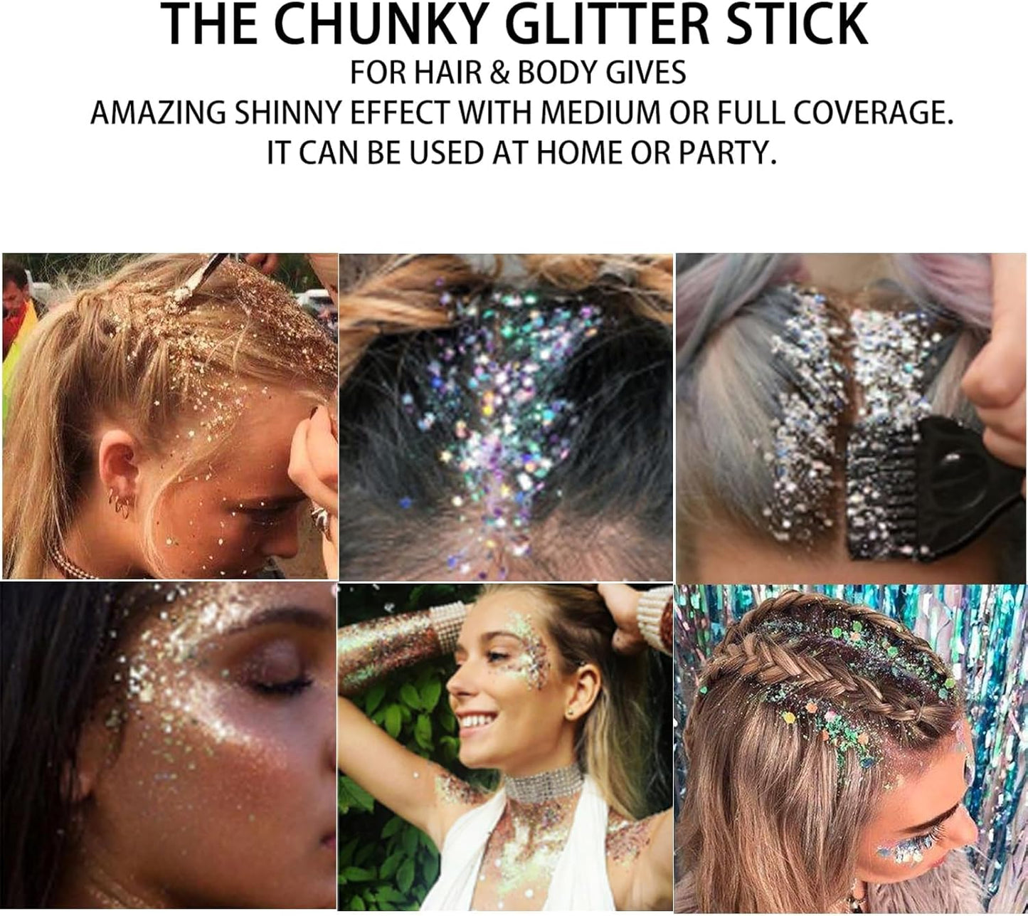 MEICOLY Blue Face Body Glitter Stick,Blue Hair Face Glitter Makeup,Mermaid Chunky Glitter Face Paint,Waterproof Sparkle Festival Rave Accessories for Women