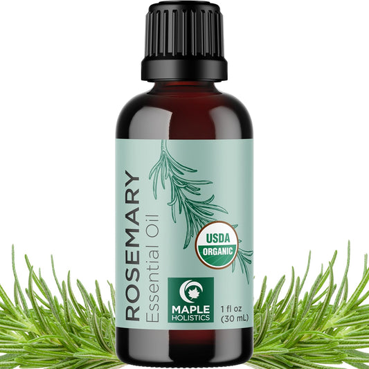 Certified Organic Rosemary Oil for Hair - Pure USDA Organic Rosemary Essential Oil for Hair Skin and Nails Plus Aromatherapy - Oil for Dry Scalp Treatment and Enhanced Volume and Shine