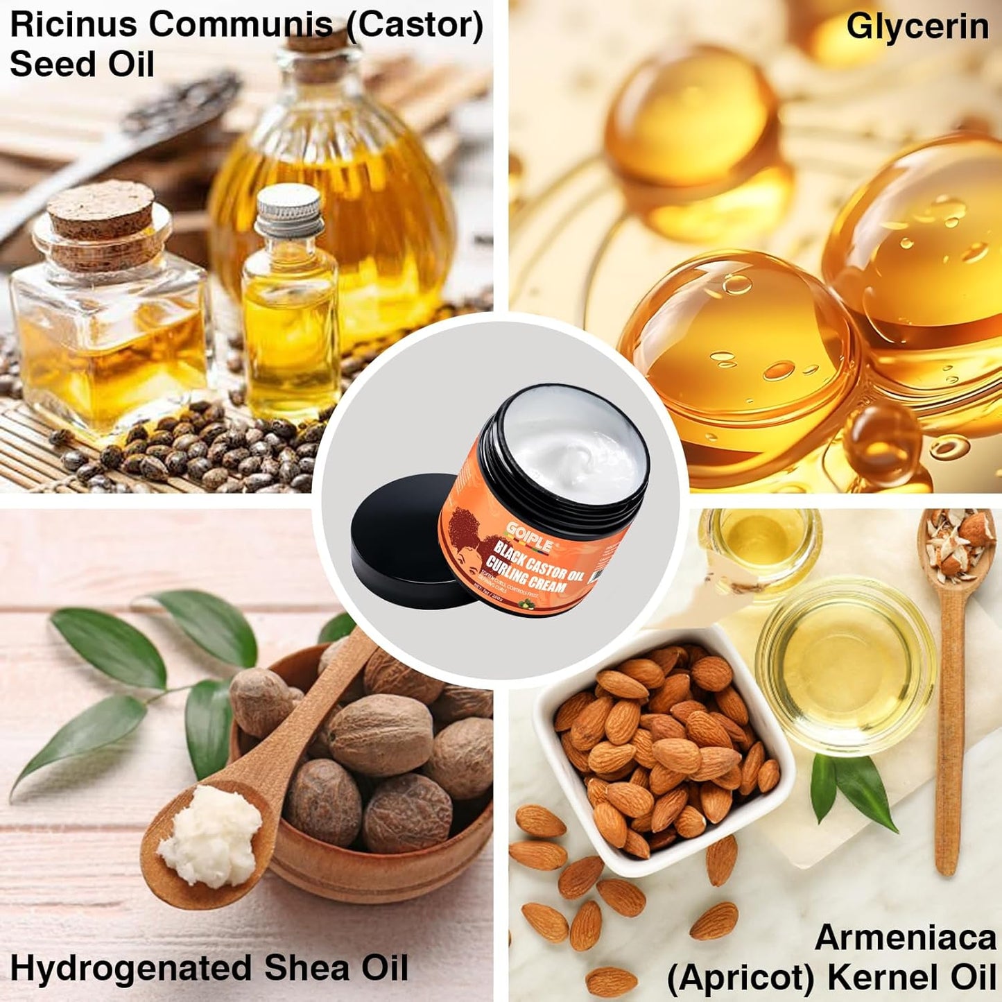 Black Castor Oil Curl Cream - Chebe Oil Promotes Hair Growth, Softens Curls, Controls Frizz, Deeply Moisturizes and Repairs Damaged Hair