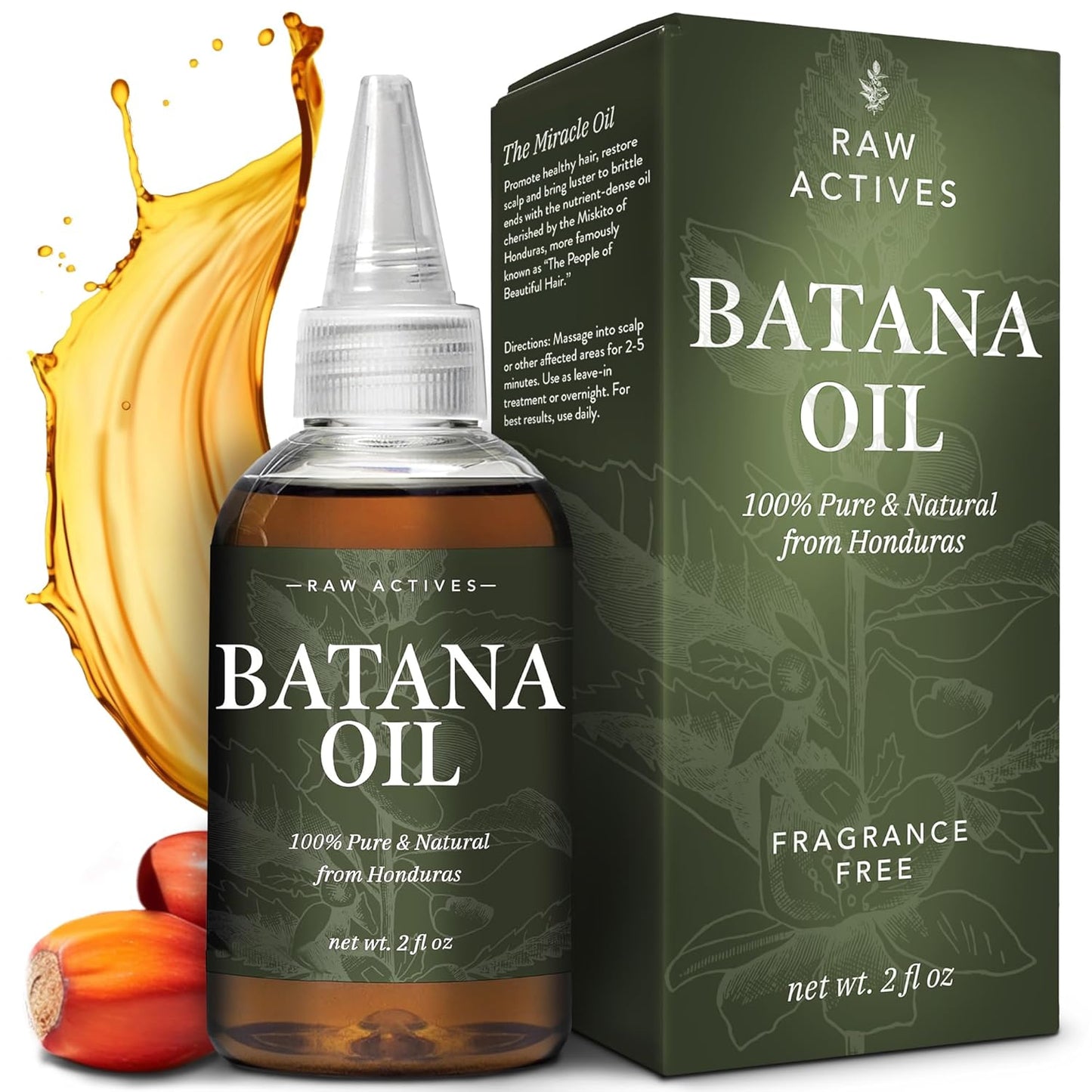 Batana Oil for Hair Growth - 2oz - 100% Pure, Cold Pressed, Unrefined Oil from Honduras - Supports Stronger & Thicker Hair - Dr Sebi Inspired Hair Growth Treatment